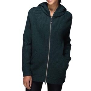 LULULEMON Sweat-Er Once A Day 100% Merino Wool Heathered Green Jacket Size Large